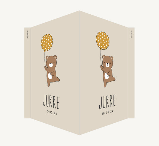 Geboortebord - Beertje met ballon Okergeel