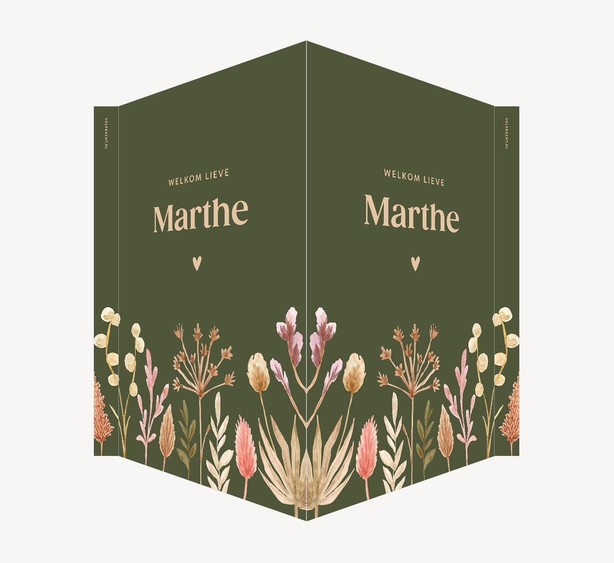 Geboortebord - Droogbloemen Groen