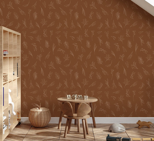 Behang - Botanisch Roest