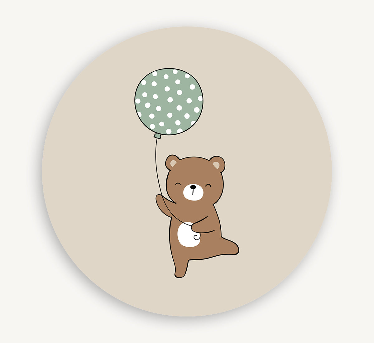 Muurcirkel - Beertje met ballon Mint