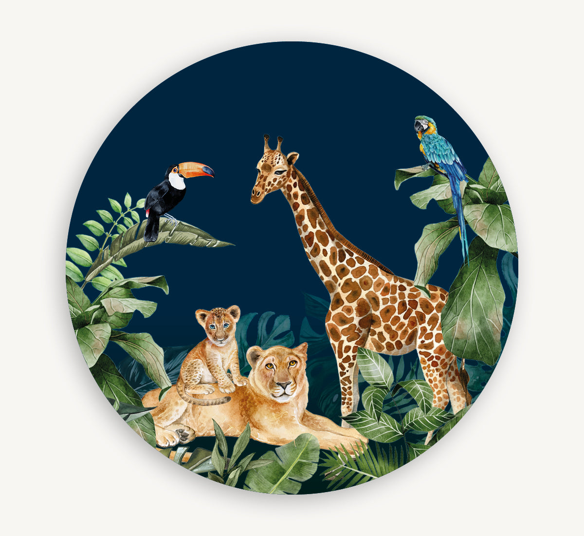Muurcirkel - Jungle kleur Nacht