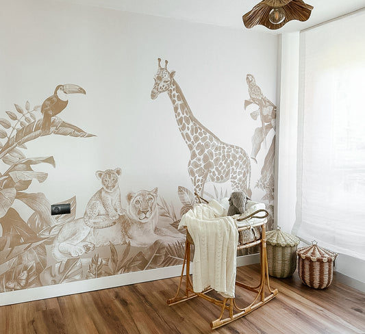 Jungle behang voor op de baby- of kinderkamer