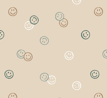 Close-up of Smiley Confetti wallpaper in beige