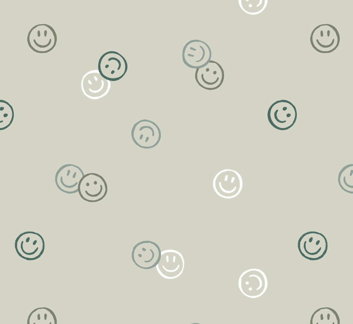 Close-up of Smiley Confetti wallpaper in green