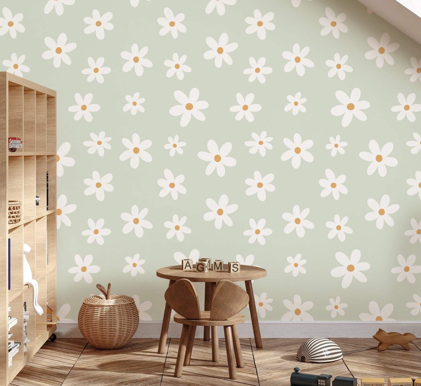 Behang - Madelief Bloemen