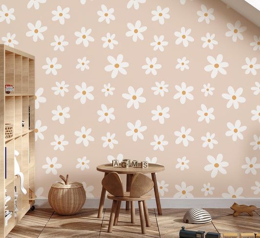 Behang - Madelief Bloemen