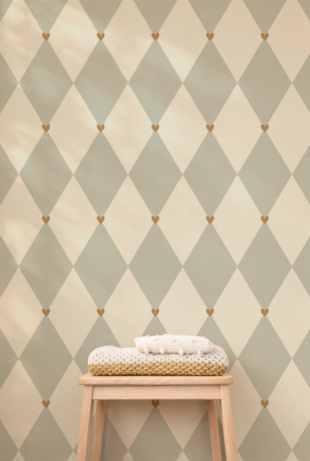 Behang - Ruiten met hartjes