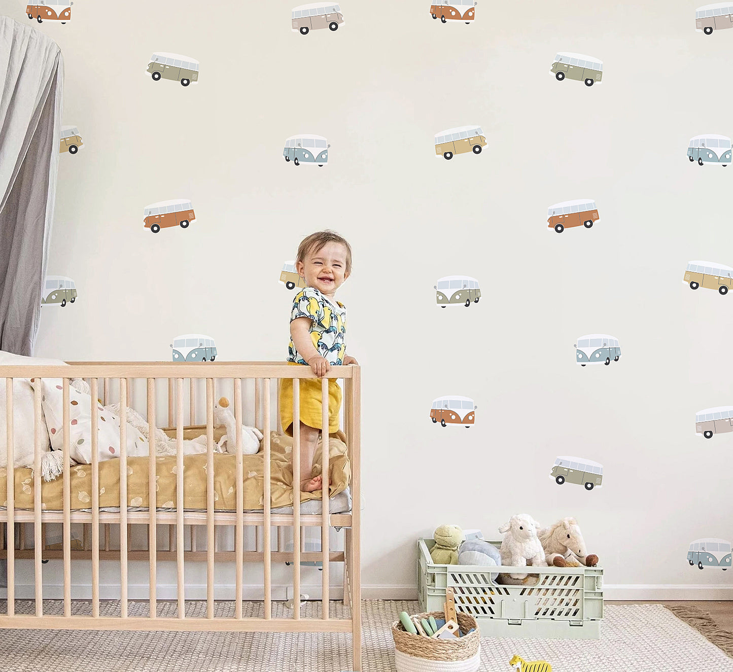 Behang - Retro busjes