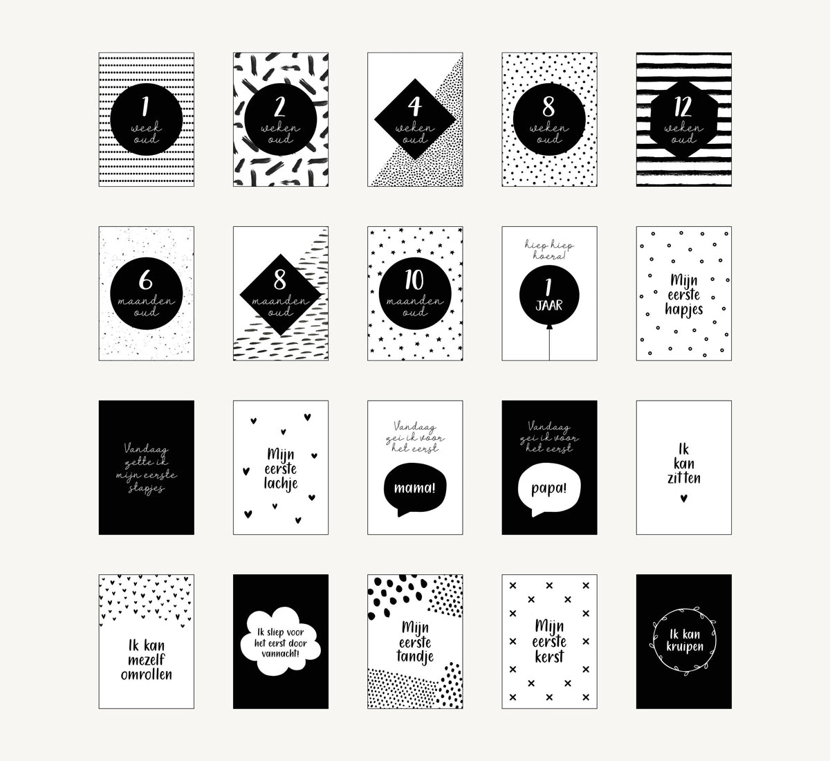 Mijlpaalkaarten - Eerste jaar baby