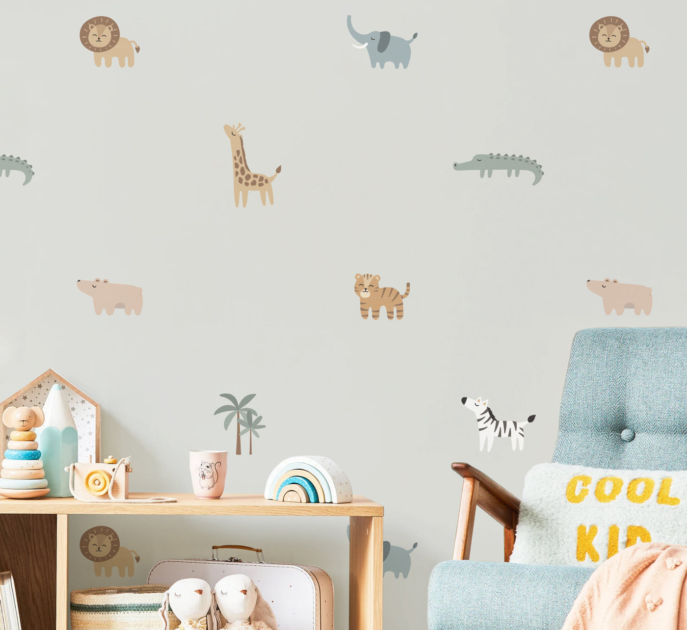 Behang - Jungle dieren baby