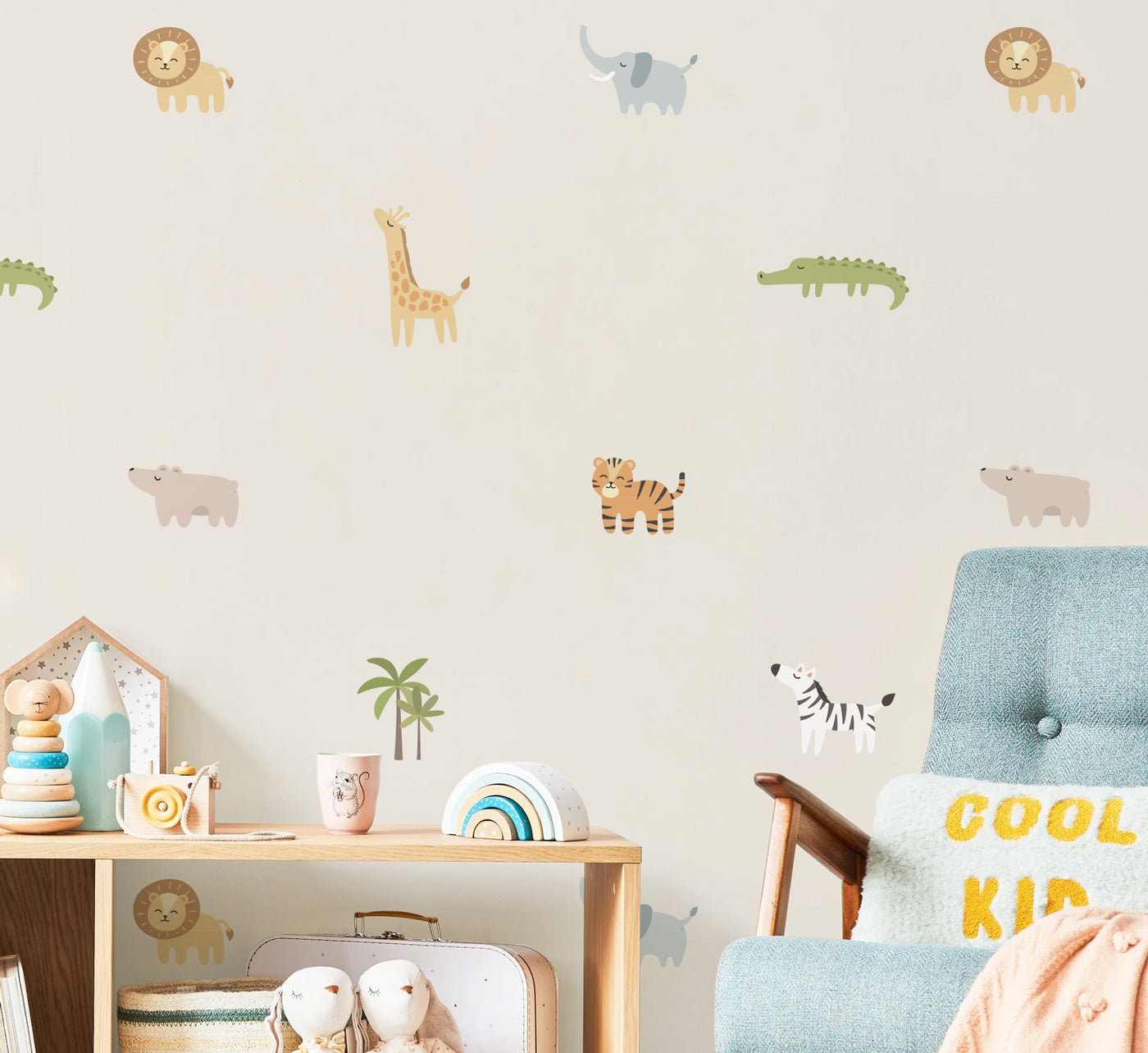 Behang - Jungle dieren baby