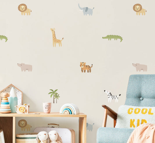 Behang - Jungle dieren baby