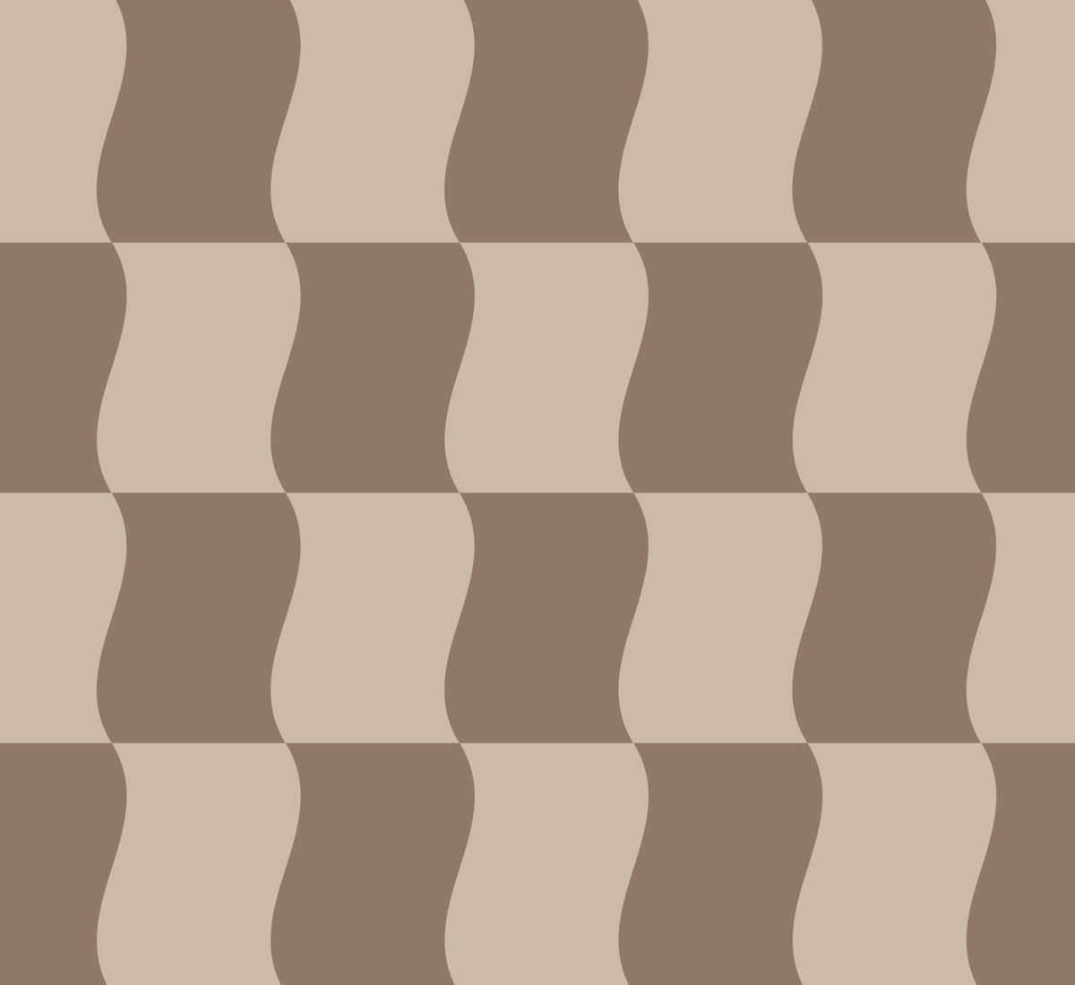 Motif du papier peint « Wavy Blocks » en marron de près