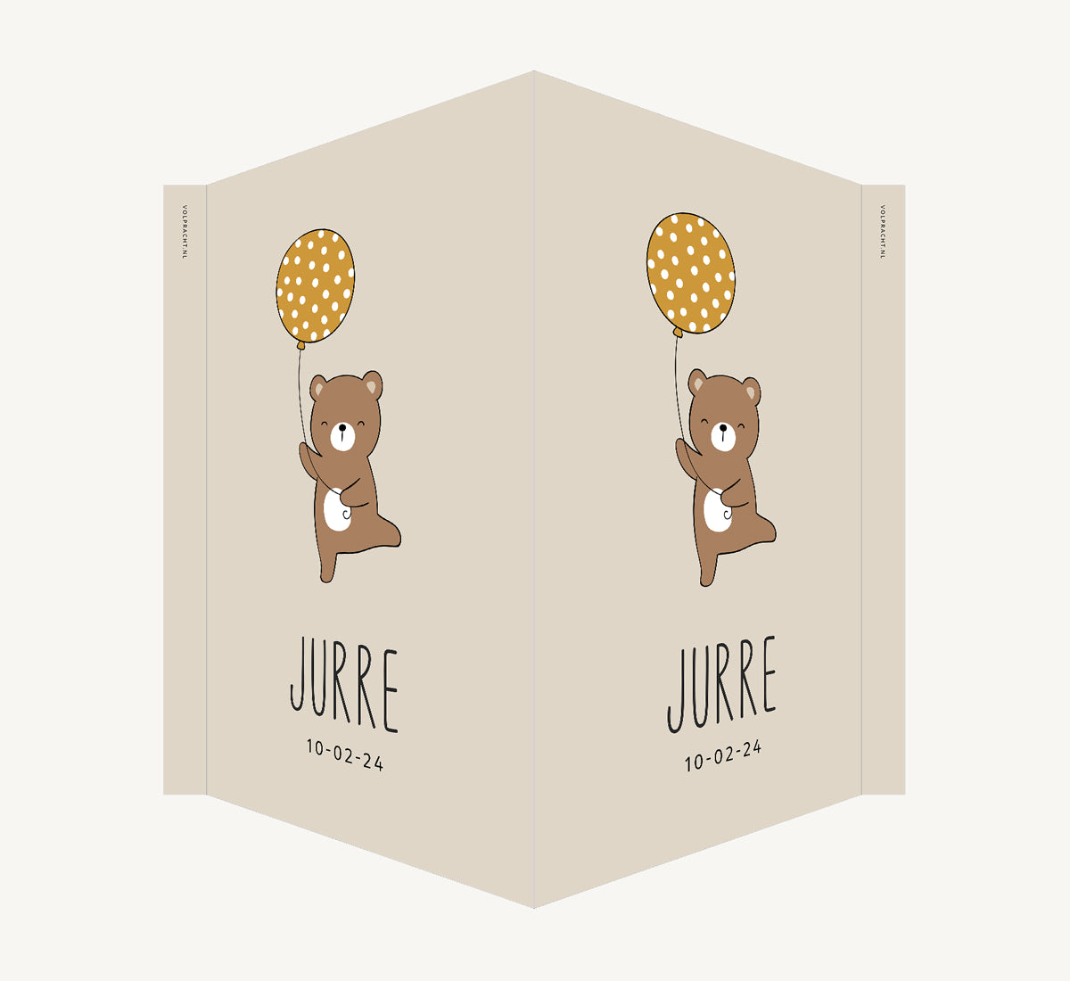 Geboortebord - Beertje met ballon Okergeel