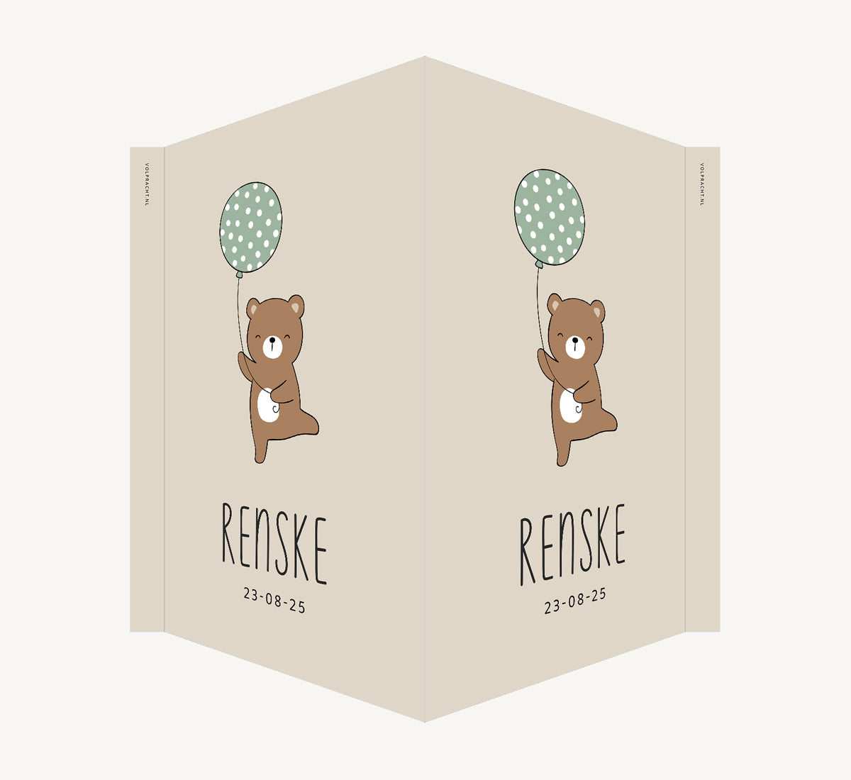 Geboortebord - Beertje met ballon Mint