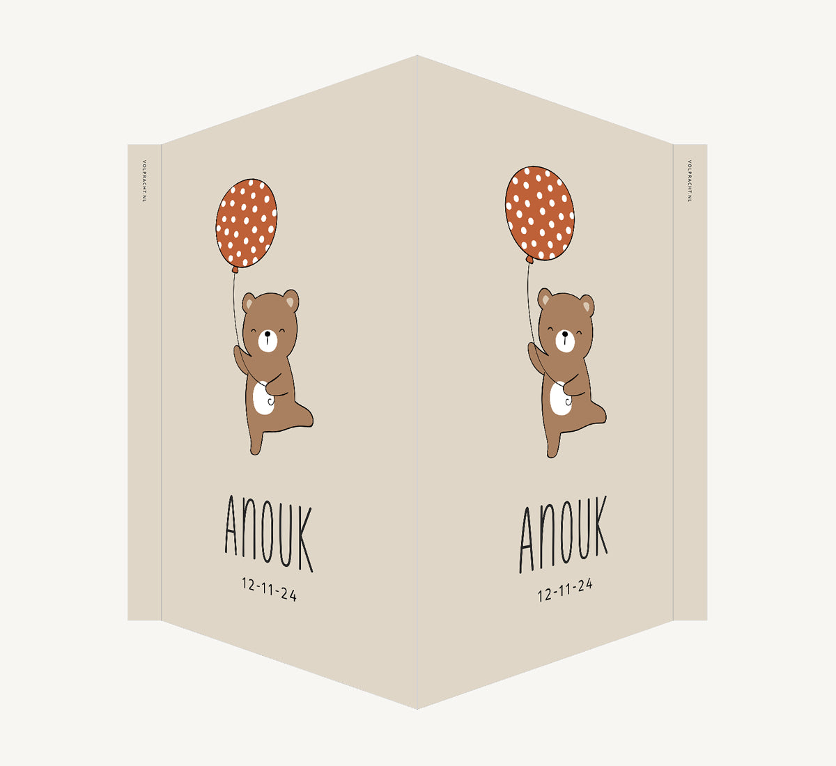 Geboortebord - Beertje met ballon Terracotta