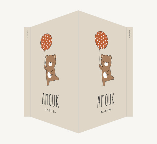 Geboortebord - Beertje met ballon Terracotta