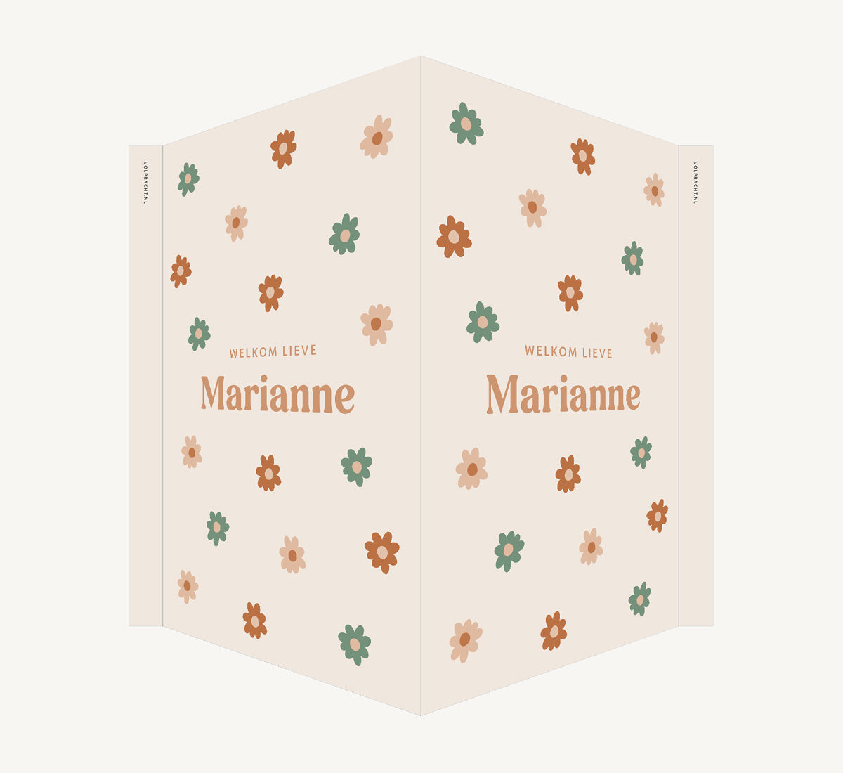 Geboortebord - Bloemen Koraal Groen