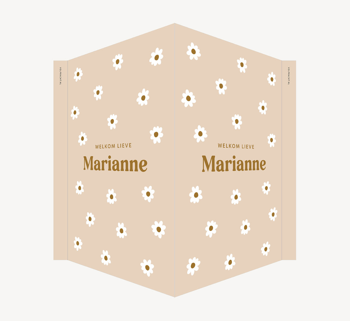 Geboortebord - Bloemen Beige