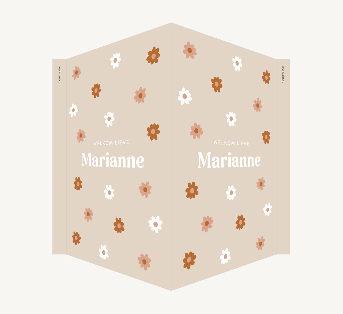 Geboortebord - Bloemen Beige Roze