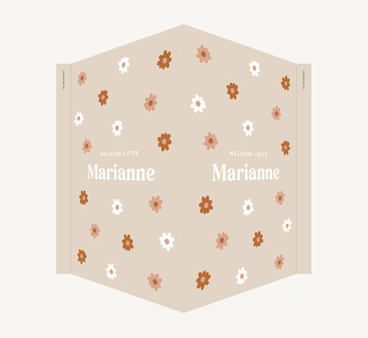 Geboortebord - Bloemen Beige Roze