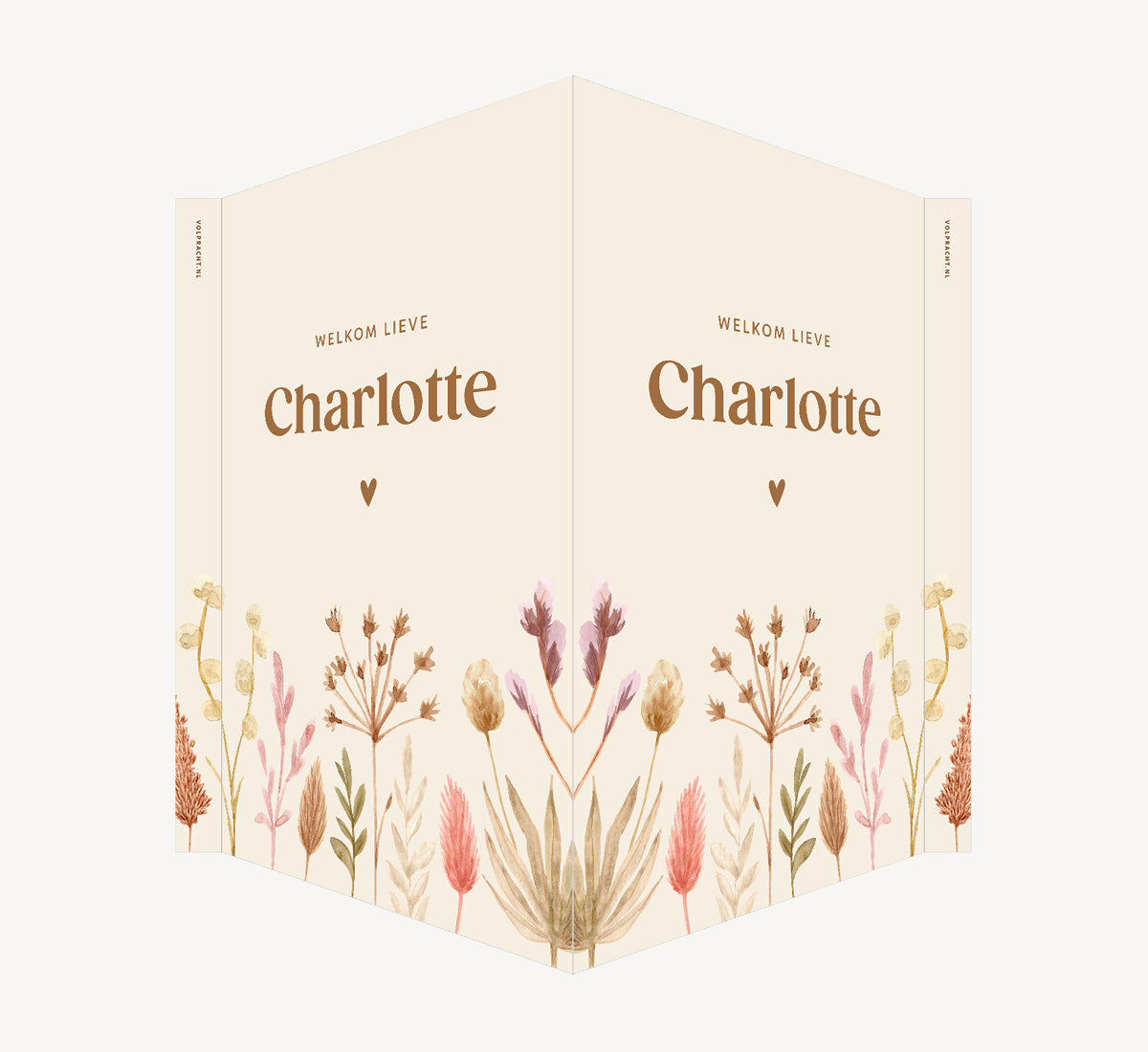 Geboortebord - Droogbloemen Beige