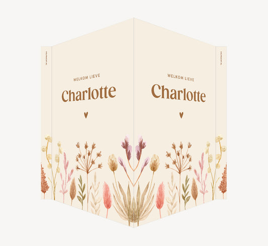 Geboortebord - Droogbloemen Beige