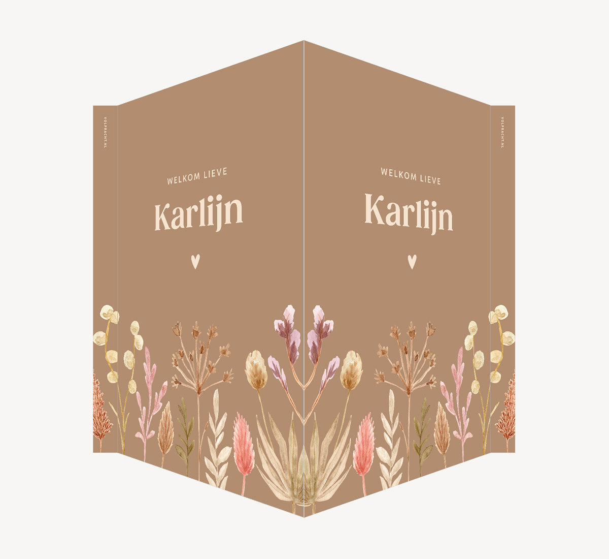 Geboortebord - Droogbloemen Bruin