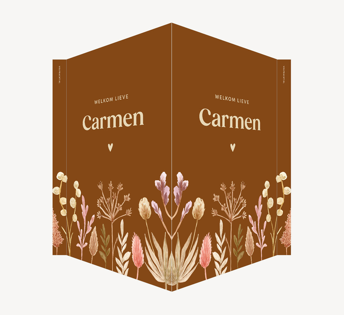 Geboortebord - Droogbloemen Cognac