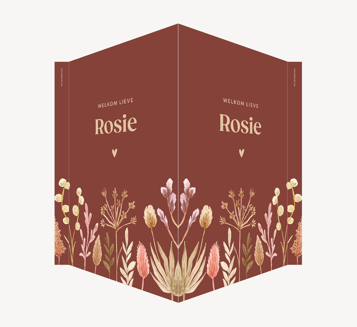 Geboortebord - Droogbloemen Roze