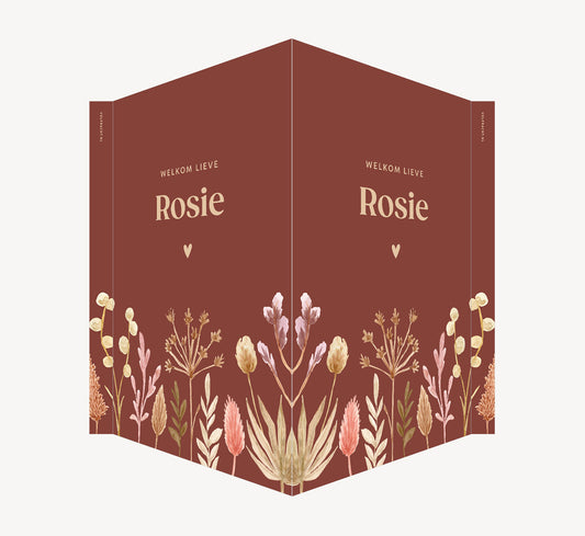 Geboortebord - Droogbloemen Roze