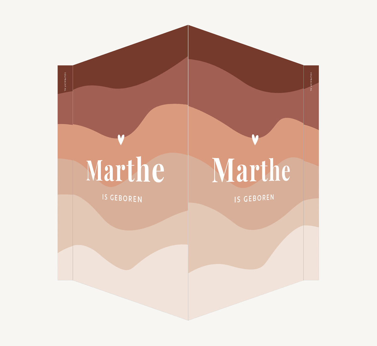 Geboortebord - Golven Koraal roze