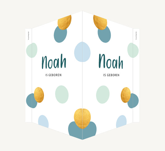 Geboortebord - Stippen Blauw groen