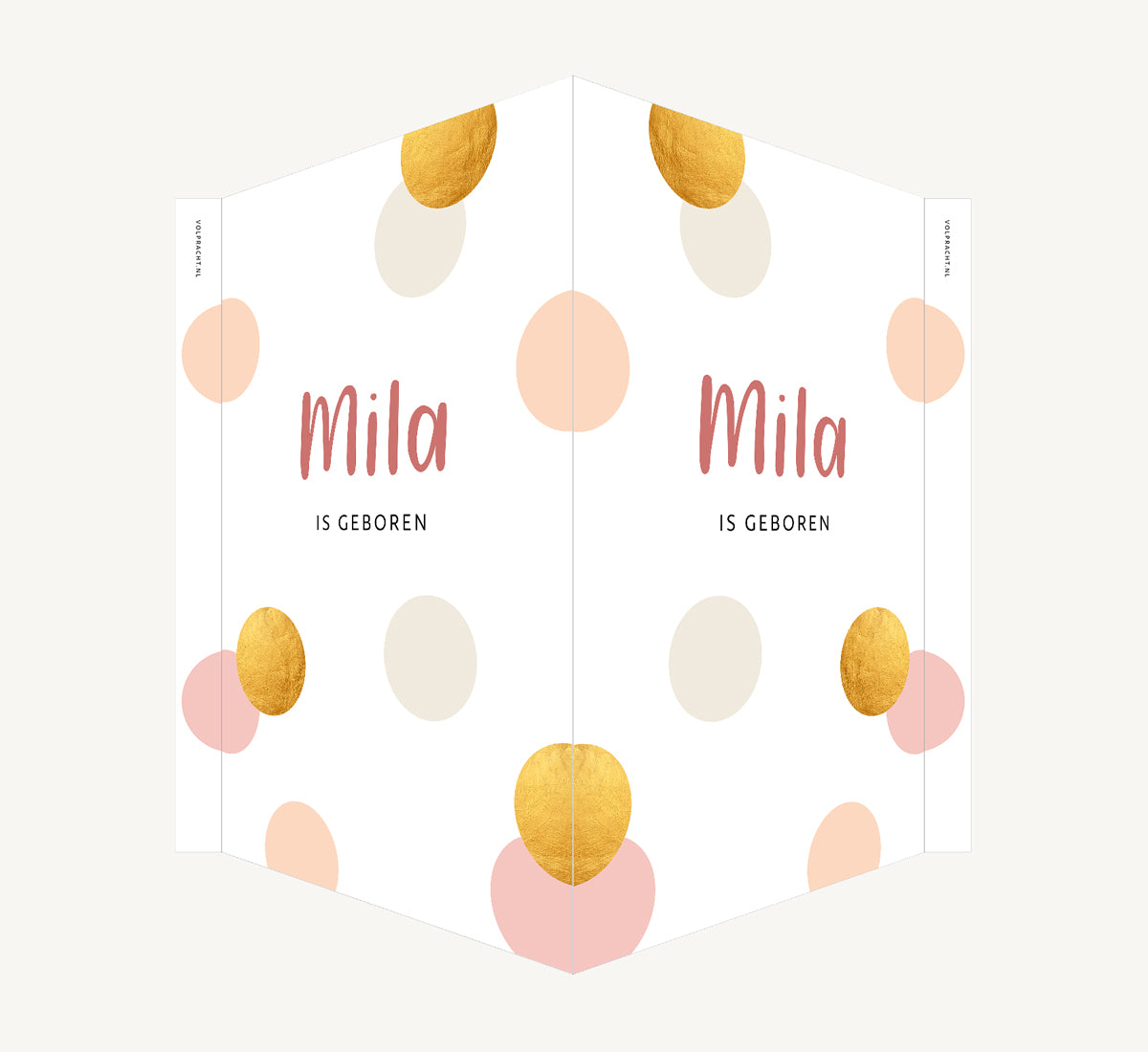 Geboortebord - Stippen Koraal roze