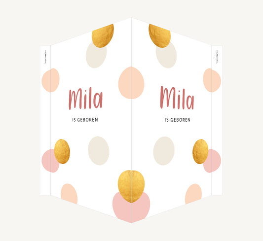 Geboortebord - Stippen Koraal roze