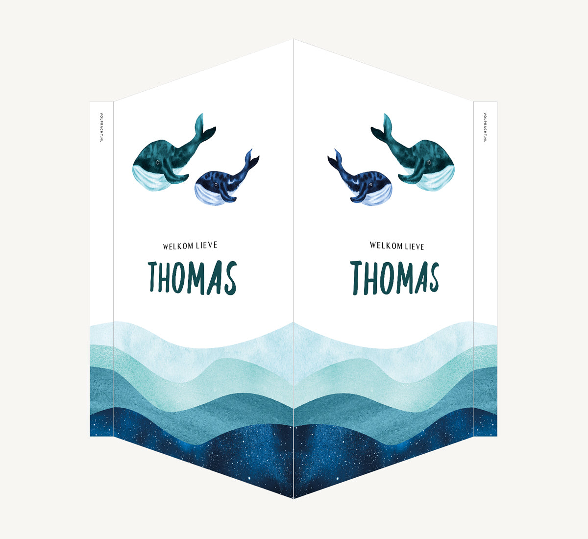 Geboortebord - Walvissen in oceaan Blauw