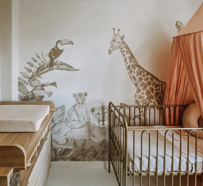 Jungle behang voor op de baby- of kinderkamer Beige
