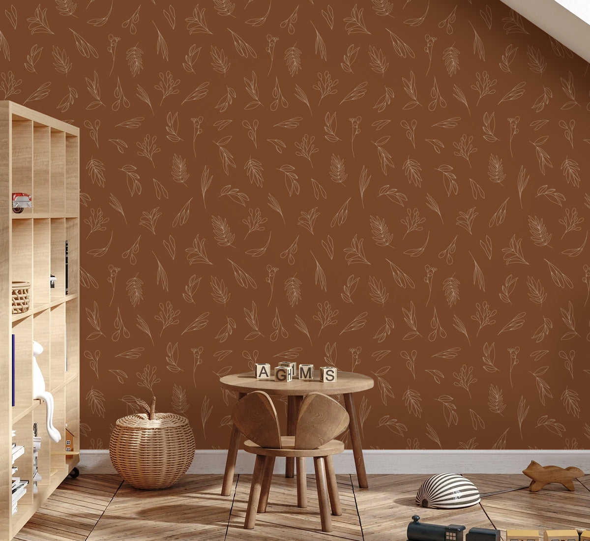 Behang - Botanisch Roest