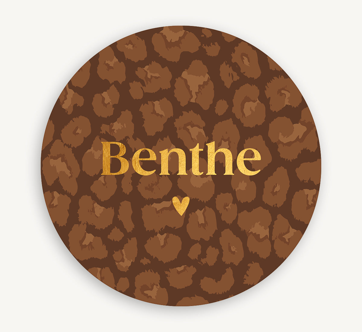 Muurcirkel - Panterprint met naam Roestbruin