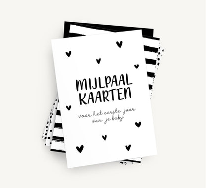 Mijlpaalkaarten - Eerste jaar baby Zwartwit