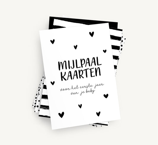 Mijlpaalkaarten - Eerste jaar baby Zwartwit