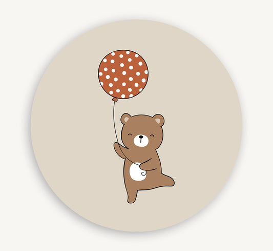 Muurcirkel - Beertje met ballon Terracotta