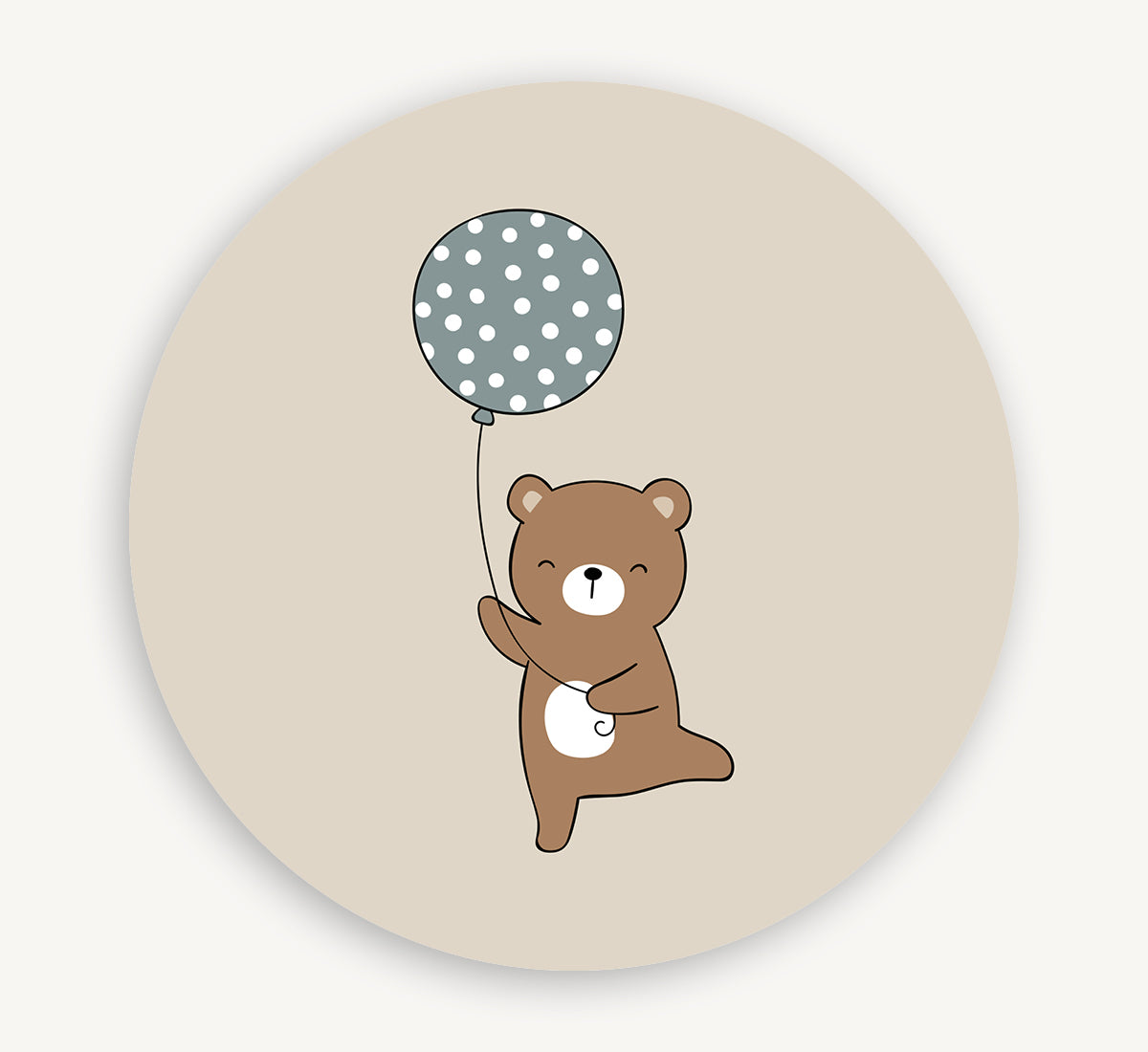 Muurcirkel - Beertje met ballon Blauw