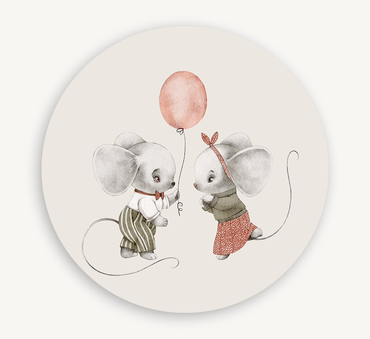 Muurcirkel - Muisjes met ballon Neutraal