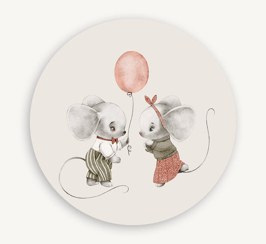 Muurcirkel - Muisjes met ballon Neutraal