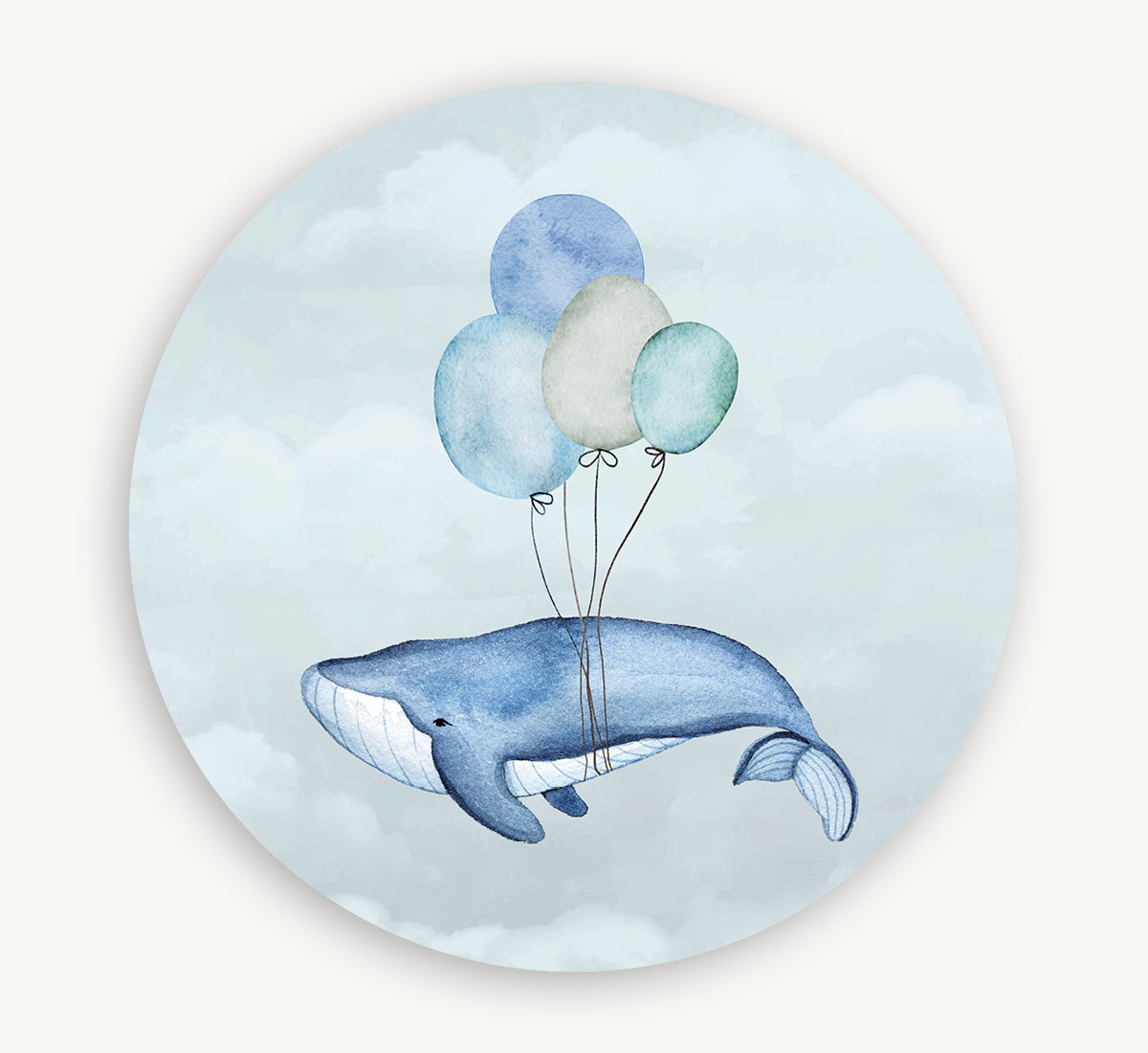 Muurcirkel - Walvis in de wolken Blauw