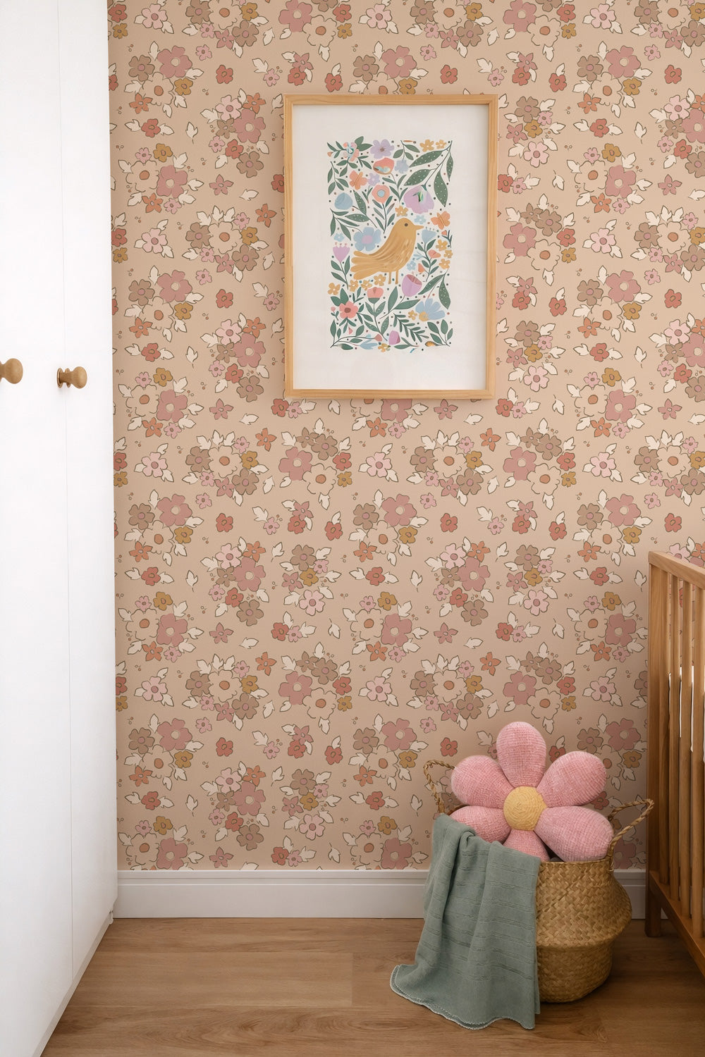 Behang - Speelse bloemen
