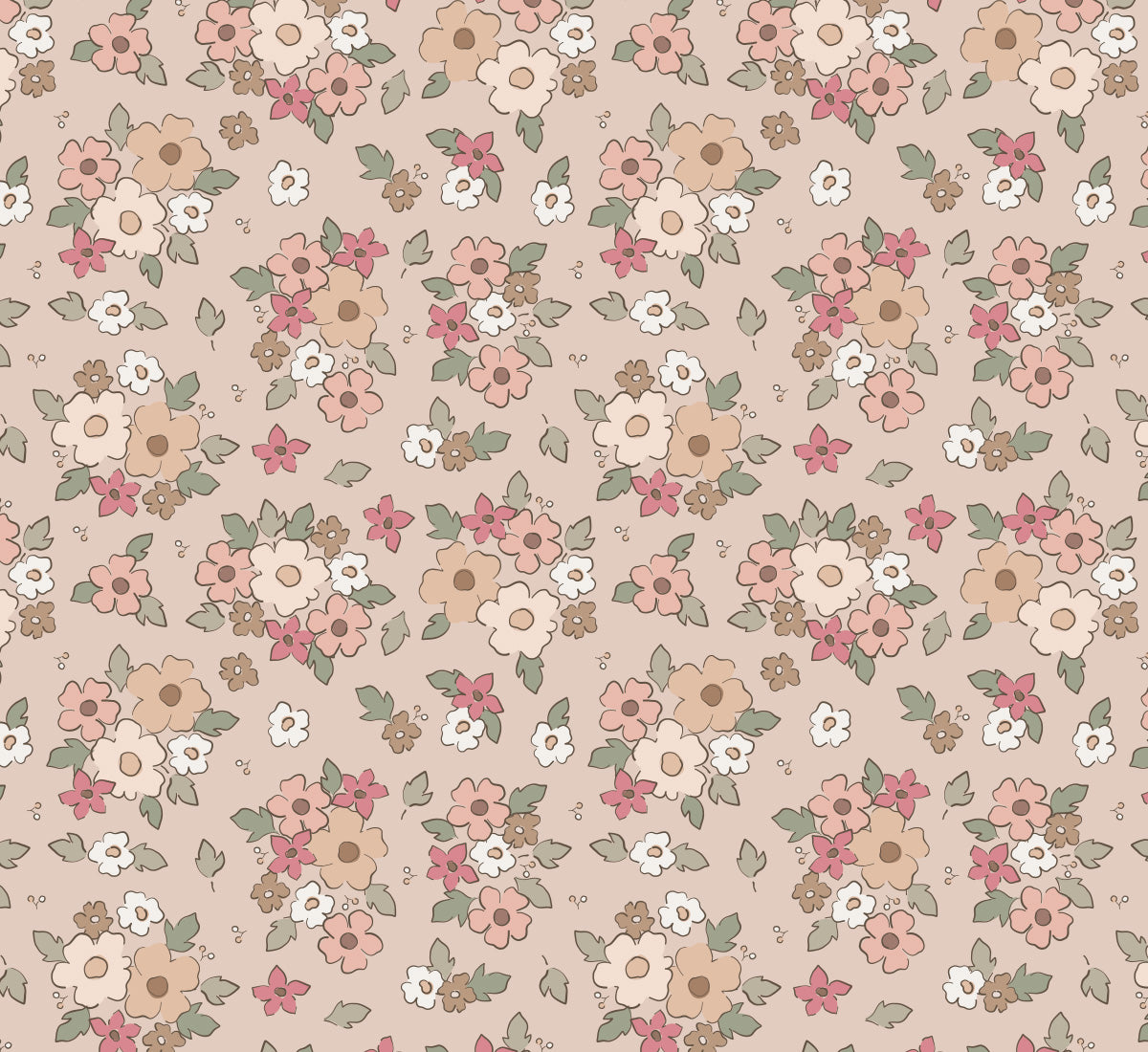 Behang - Speelse bloemen