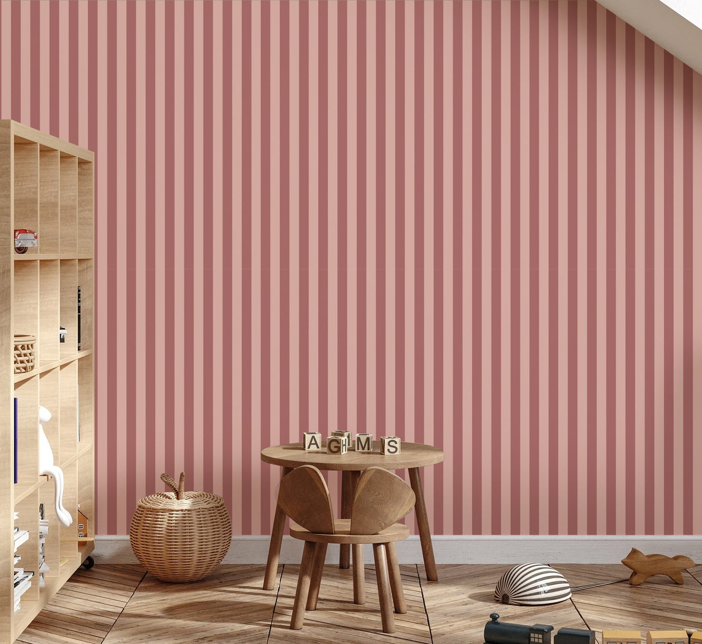 Behang - Smalle Strepen Roze