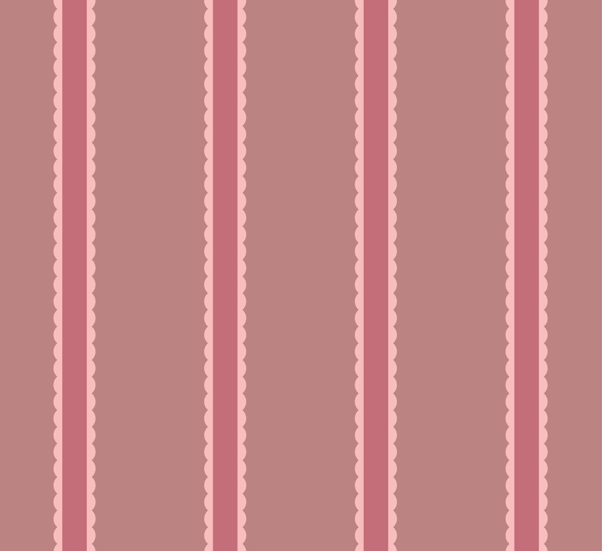 Motif du papier peint « Rayures festonnées » en vieux rose de près